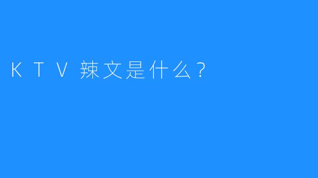 KTV辣文是什么?