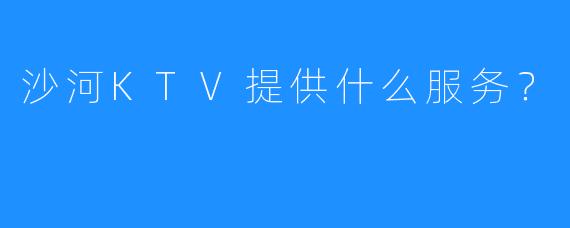 沙河KTV提供什么服务?