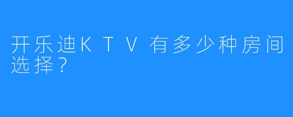 开乐迪KTV有多少种房间选择?