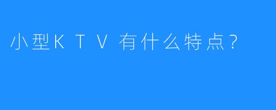 小型KTV有什么特点?