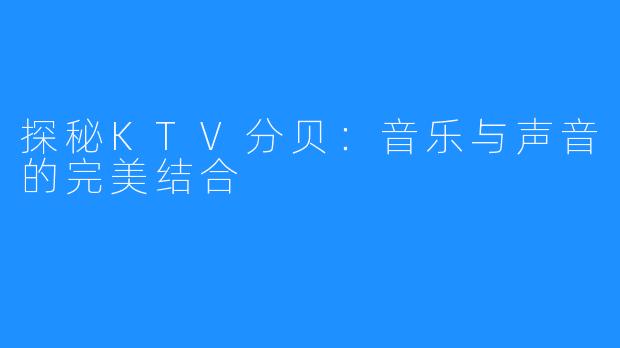 探秘KTV分贝:音乐与声音的完美结合