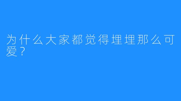 为什么大家都觉得埋埋那么可爱?
