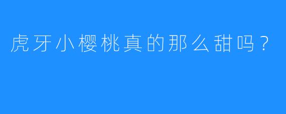 虎牙小樱桃真的那么甜吗?