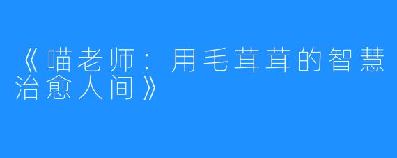 《喵老师：用毛茸茸的智慧治愈人间》