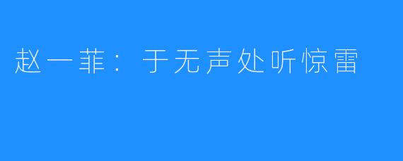 赵一菲：于无声处听惊雷