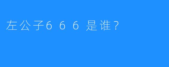 左公子666是谁？